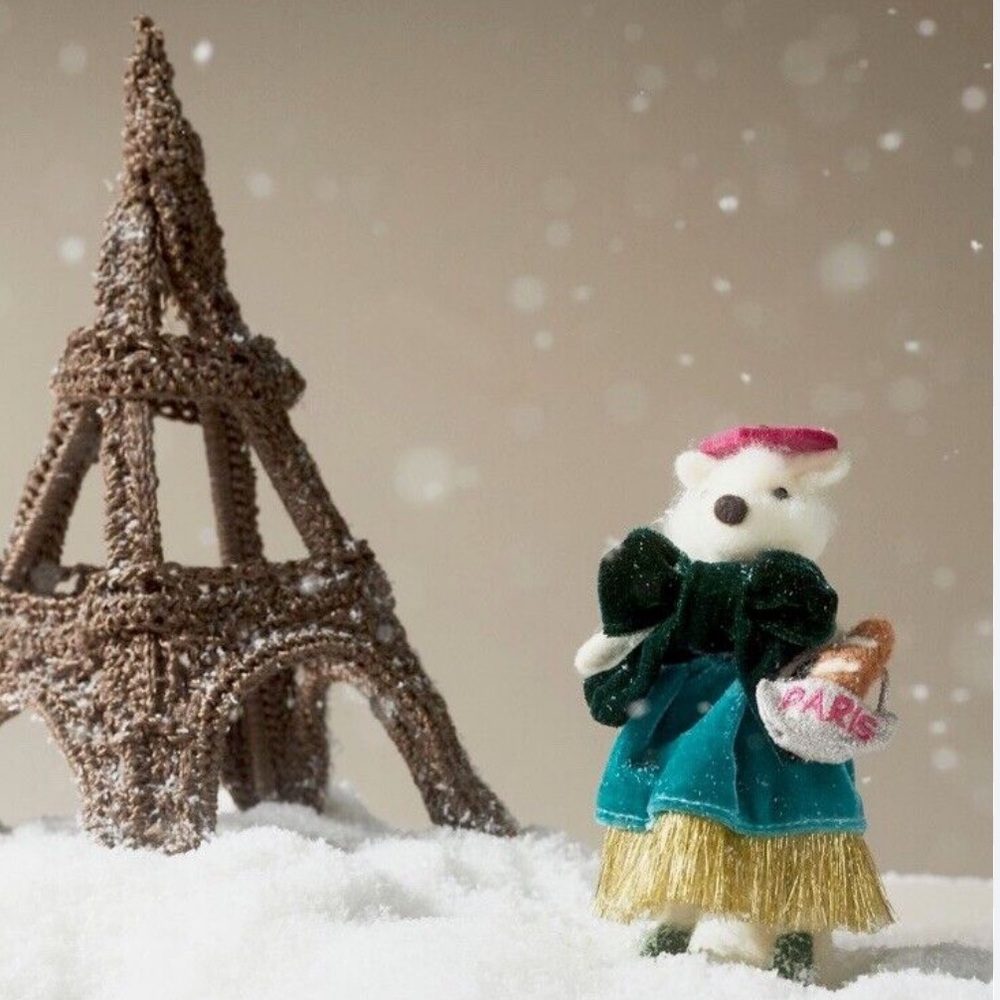 NEW ANTHROPOLOGIE ORNAMENT PARIS TRAVEL FOX HANDMADE FELT FESTIVE FASHIONISTA
